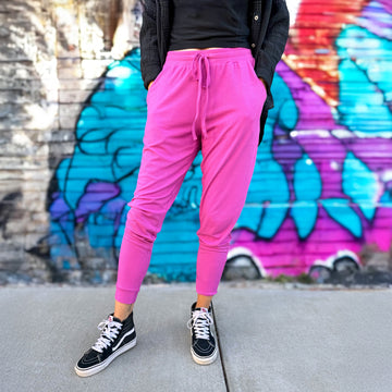 Magenta Ribbed Adult Joggers