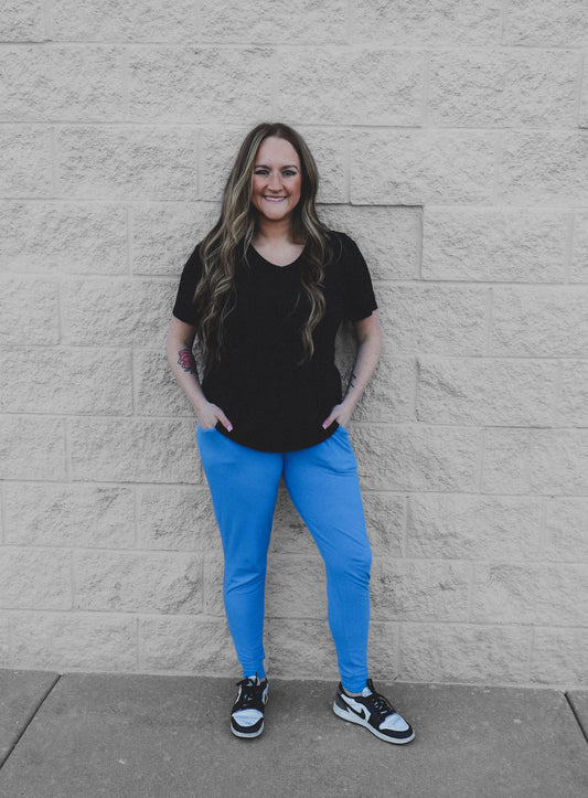 Electric Blue Ribbed Adult Joggers