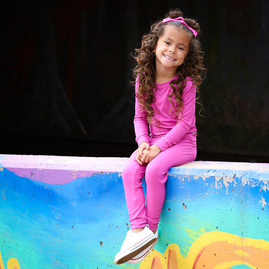 Magenta Ribbed 2 Piece Pajama Set