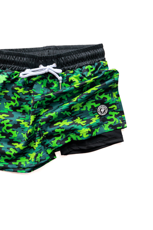 Neon Camo Hybrid Swim Trunks