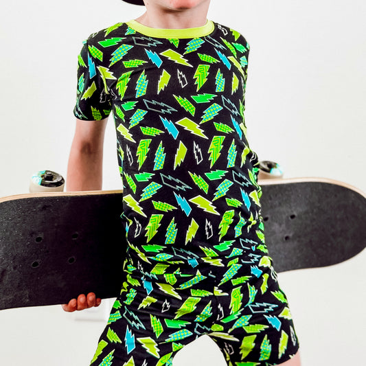 Electric Glow- Glow in the Dark- 2 Piece Shorts Set