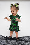 Green To Dye For Short Sleeve Bodysuit Twirl Dress