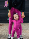 Magenta Ribbed Adult Joggers