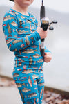 Wishin I Was Fishin' Blue 2 Piece Pajama Set