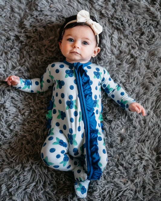 Berry Blue Ruffle Footie Snoozer