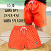 Neon Orange Checker Swim Trunks