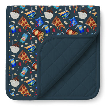 Toddler Food Groups Navy Quilted Blanket