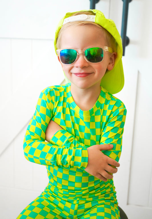 Neon Checked Out 2 Piece Pajama Set