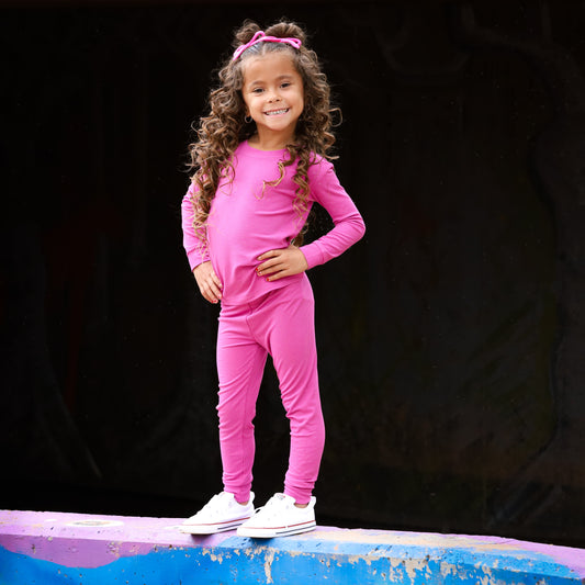 Magenta Ribbed 2 Piece Pajama Set