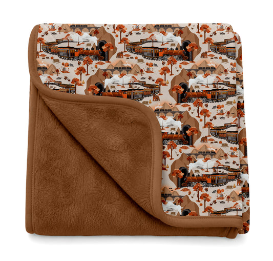 Autumn Trains Bamboo Plush Blanket