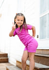 Magenta Ribbed 2 Piece Shorts Set