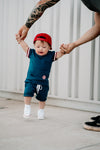 Red White and Snooze Hoodie Shorts Lounge Set