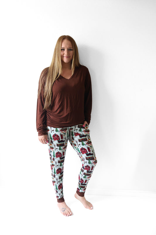 Homegrown Holidays Adult Women's Long Sleeve V-Neck Shirt