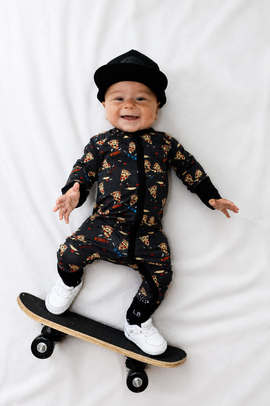 Skateboarding Pizza One-Piece Sleeper - Snoozer