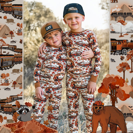 Autumn Trains 2-Piece Pajama Set