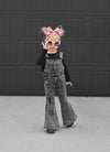 Gray Acid Wash Distressed Denim Overalls