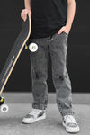 Gray Acid Wash Distressed Denim Jeans