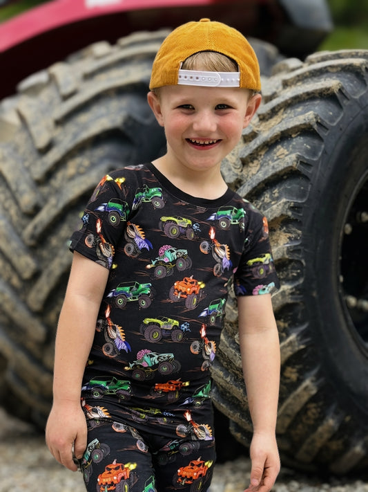 MONSTER Trucks Short Sleeve Pajama Set