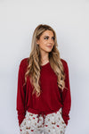 Cranberry Adult Women's Long Sleeve V-Neck Shirt