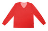 Red Adult Women's Long Sleeve V-Neck Shirt