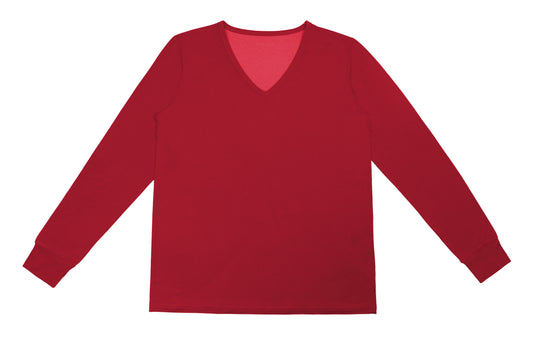 Cranberry Adult Women's Long Sleeve V-Neck Shirt