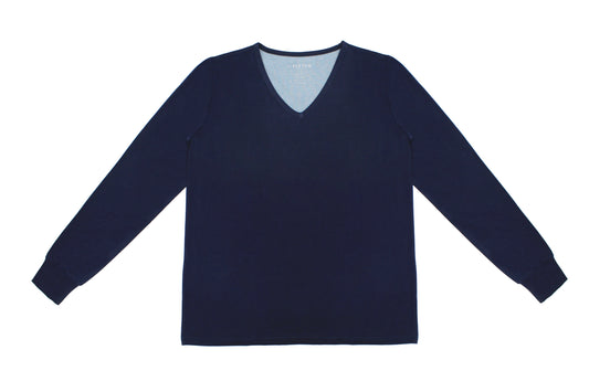 Adult Women's Night Blue Long Sleeve V-Neck Shirt (match for festive freight)