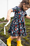 Hen It Pours Short Sleeve Twirl Dress