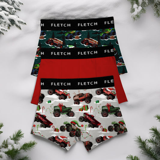 Festive Trucks Boxer Brief Set (3-Pack)
