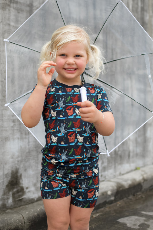 Hen It Pours 2-Piece Pajama Shorts Set