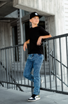 Blue Acid Wash Distressed Denim Jeans