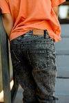 Gray Acid Wash Distressed Denim Jeans