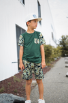 Green Distressed Camo Lounge Pocket Tee & Shorts Set
