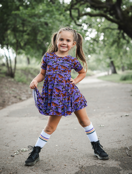 Twilight Wings Short Sleeve Twirl Dress