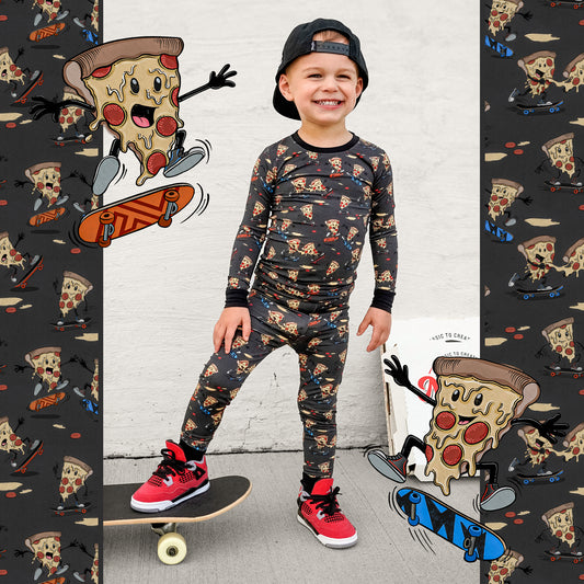 Skateboarding Pizza 2-Piece Pajama Set