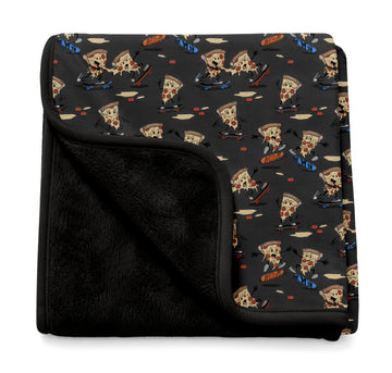 Skateboarding Pizza Bamboo Plush Blanket
