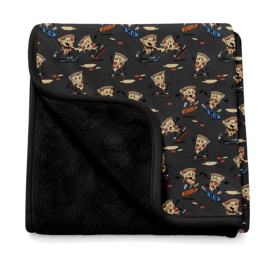 Skateboarding Pizza Bamboo Plush Blanket