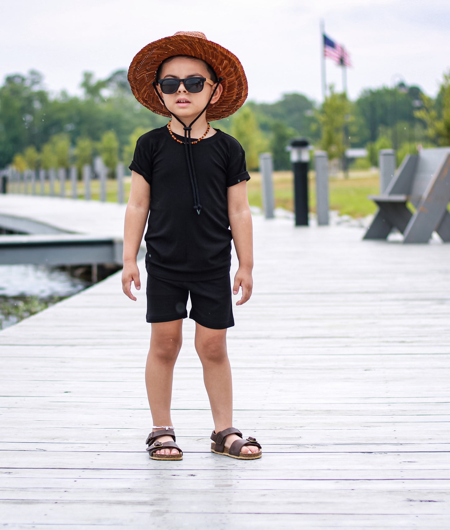 Midnight Ribbed 2 Piece Shorts Set