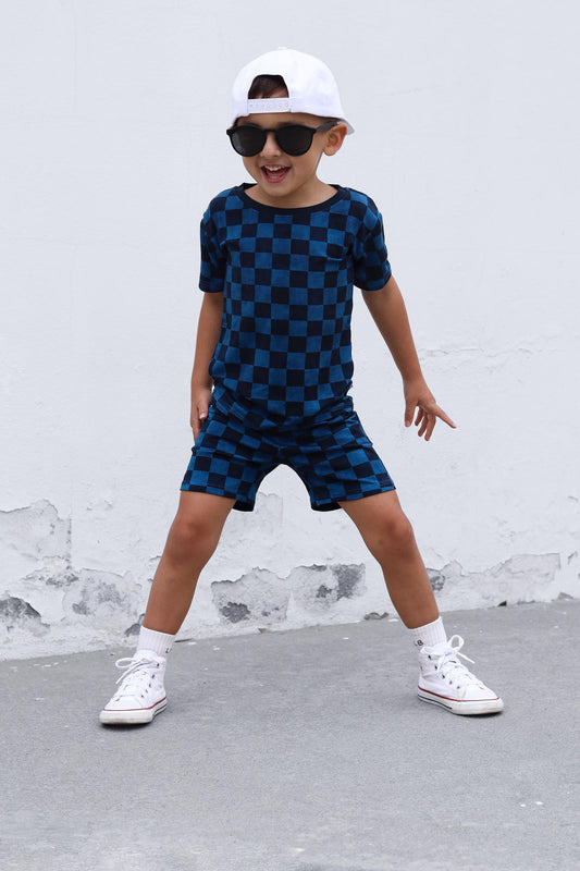 Blue Fully Checked Out 2 Piece Shorts Set