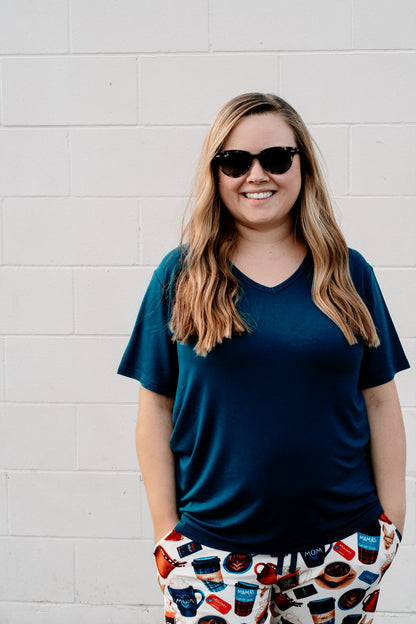 Solid Blue Adult Women's Short Sleeve Shirt